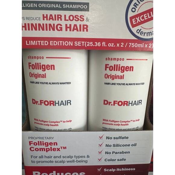 Dr.FORHAIR Set of (2) Folligen Original Shampoo 25.36 fl oz / 750 ml - Picture 2 of 7